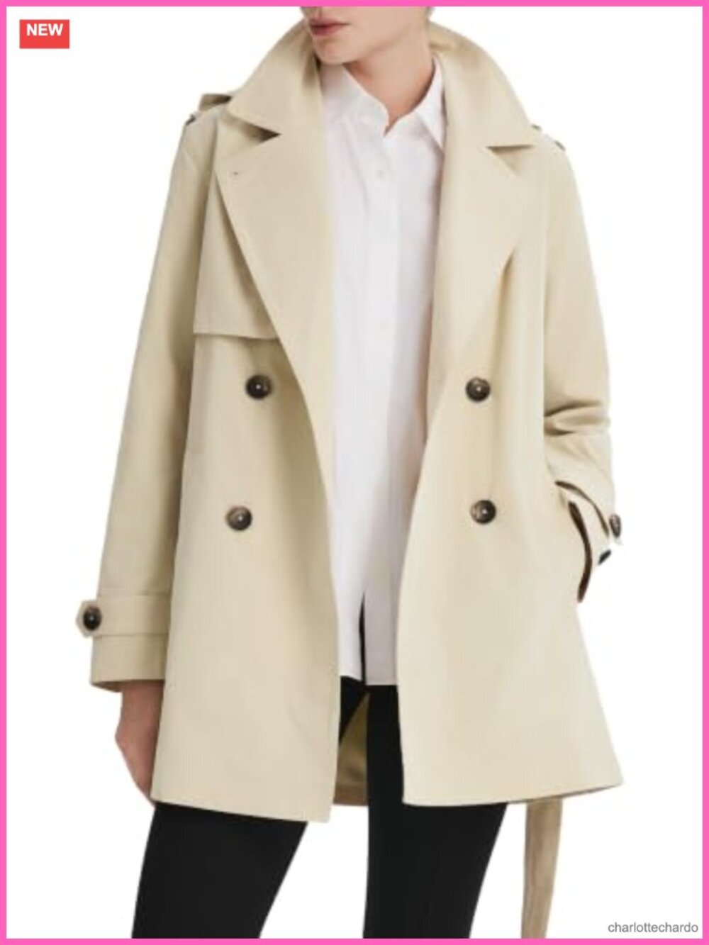 Women's Hooded Double Breasted Mid-Length Trench Coat